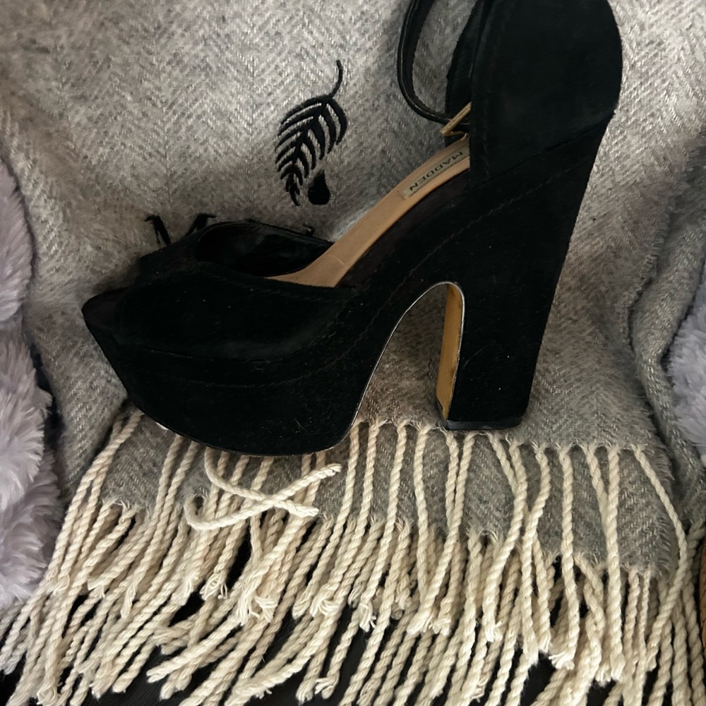 Steve Madden Black Velvet Platform Heels